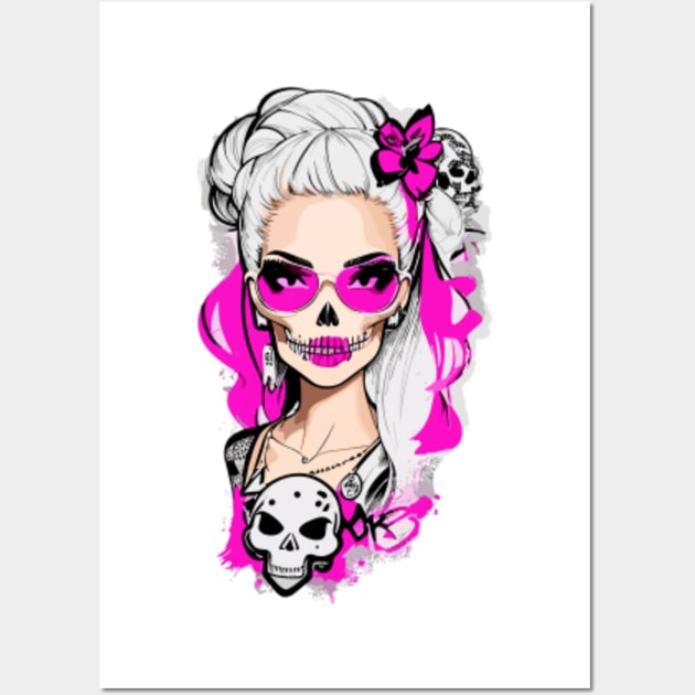 Skull Barbie Pink Glasses Wall Art by SkullTroops